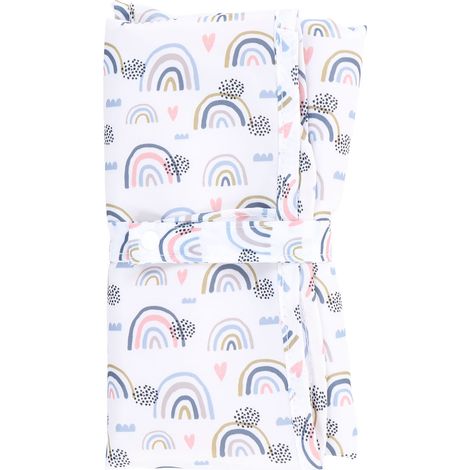 Matelas à langer imperméable, pliable et portable en nylon pour bébé, idéal pour la maison, la voiture et l'extérieur, blanc arc-en-ciel (1/5)
