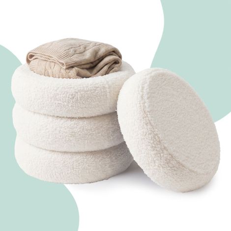 Relaxdays, Sitzhocker Bubble Zylinder, mit Stauraum, mit Polster, für Wohnraum, Sitzmöbel, Schaumstoff, Creme