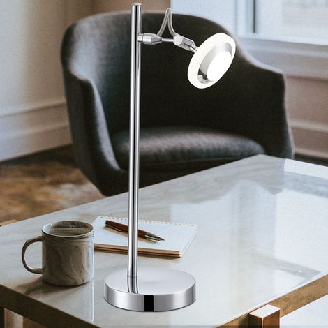 Lampada da tavolo a LED per camera degli ospiti, faretto in alluminio cromato, luce commutabile