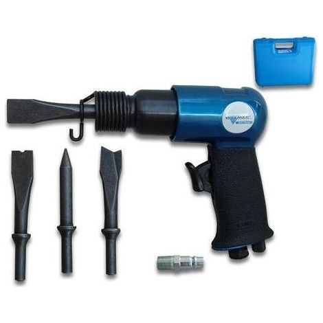 Walmec 8019186056680 62002 ASTUROMEC Scalpello Pneumatico in Alluminio Verniciato 6,2 bar 220 lt-min 3500-5000 colpi-min Attacco Aria 1-4'' con Innesto D Valigetta 4 Scalpelli Molla Bloccaggio colore
