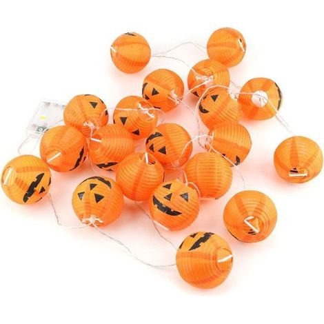 Guirlande lumineuse citrouille Halloween - WINLLINEE - 20 ampoules LED - Blanc chaud - Plastique - 3 m - Rallonge 30 cm (1/5)