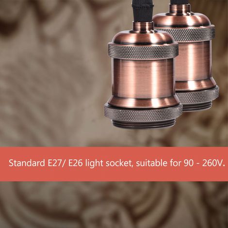 Douille/support de lampe vintage E27/E26 en cuivre et bronze rouge (1/5)