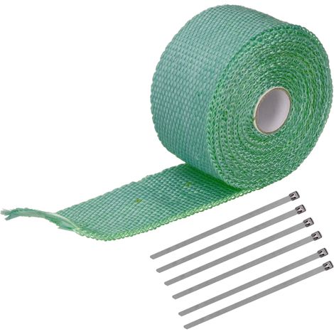 Ruban isolant thermique 5m fibre de verre acier allié avec 6 attaches câble pour tuyaux échappement auto moto (1/5)