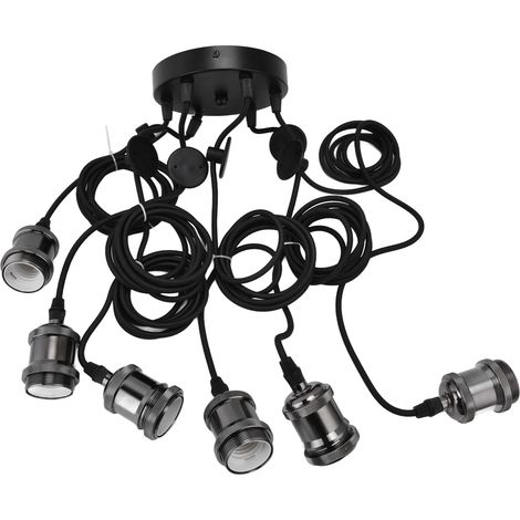 Support de Lampe Toile d'Araignée Rétro avec 6 Bras Réglables - Lustre Suspendu Vintage pour Décoration Intérieure Classique