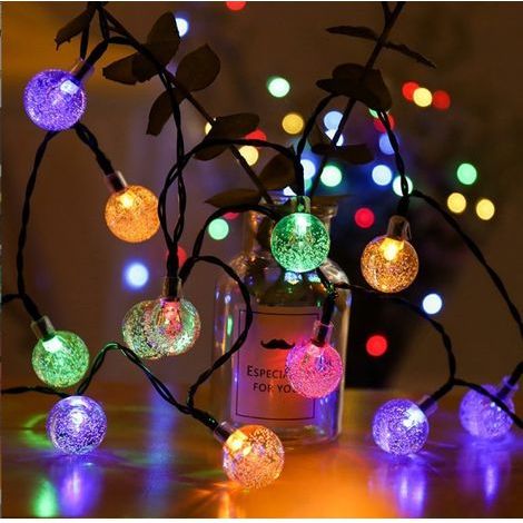 Waterproof outdoor solar string lights, coloured light, 5 metres long, 20 LEDs. (1/5)