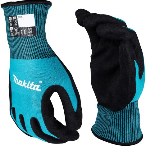 Makita Gloves Fitknit Cut Level 1 Nitrile Coated Dipped 1 Pair XL Extra Large