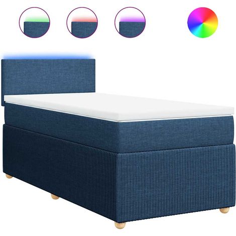 Lit simple Lit adulte Sommier à lattes de lit avec matelas Bleu 80x200 cm Tissu