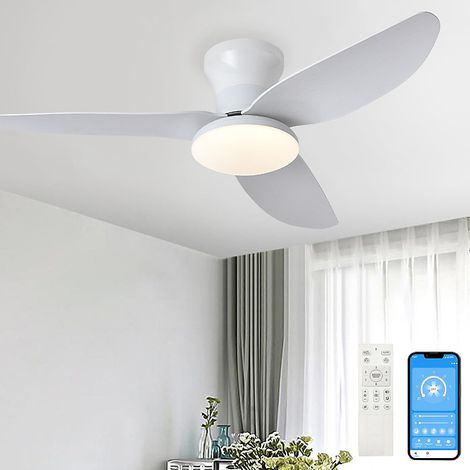 Ventilateur de plafond de 100 cm avec éclairage, contrôle par télécommande ou application, 6 vitesses de ventilation, minuterie (1/5)