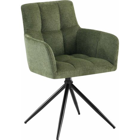 Chaise de salle à manger x1 moderne et confort mécanisme de rotation à 180° en tissu vert et métal 100007820 (1/5)