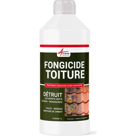 Arcane Industries – Antimousse toiture ultra concentré – Élimine mousses, lichens, algues – Traitement toiture tuiles, ardoises – 1 L pour 250 m²
