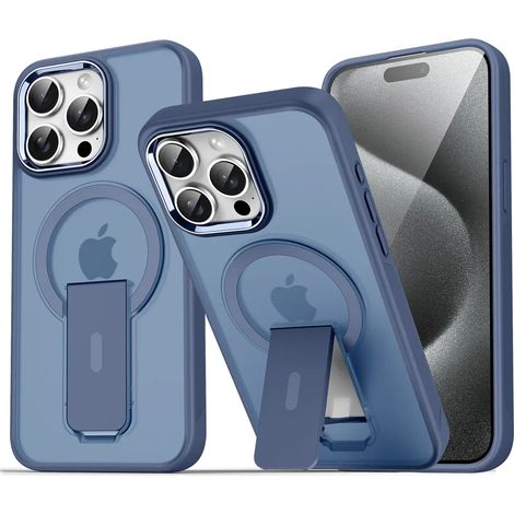 (iPhone 15 Plus, Bleu) Coque magnétique pliable MagSafe pour iPhone, dos semi-transparent mat (1/5)