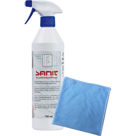 BADfabrik24 Sanit Acryl-Schaumpflege Sprühflasche 750 ml 3040 + Mikrofasertuch (1/4)