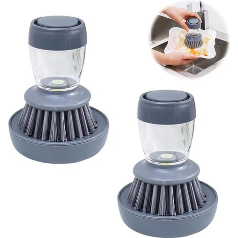 Juego de cepillos para lavavajillas de dos piezas con dispensador de jabón, cepillo para lavavajillas con dispensador de jabón integrado, cepillo para platos, cepillo para ollas, cepillo de cocina