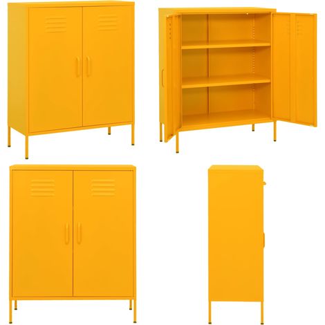 Lagerschrank Senfgelb 80x35x101,5 cm Stahl - Lagerschrank - Stauraum - Regal - Metallregal - Wohnzimmermöbel - Home & Living