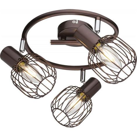 Faretto a tre luci globo anakin, lampadine non incluse, color bronzo, cromo, marrone, glb 54801-3. (1/2)