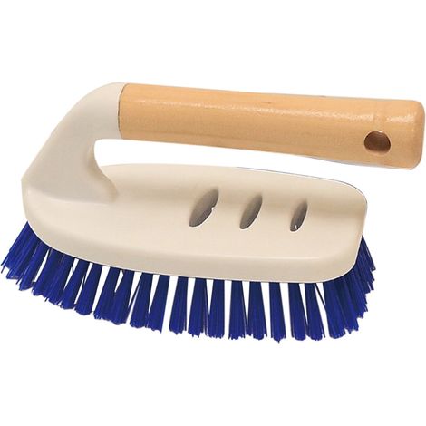 Spazzola per la pulizia con setole rigide  Spazzola in plastica resistente  Impugnatura ergonomica corta  Detergente per piastrelle, vasca da bagno, doccia, tappeti e pavimenti  Bianca  Adatta a diver