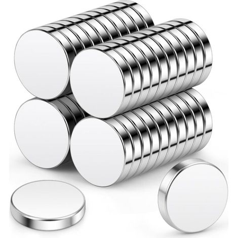 Imanes de neodimio de 10 x 2 mm (paquete de 40 mini imanes redondos). Potentes para pizarras magnéticas, refrigeradores, manualidades, oficina y cocina. (1/4)