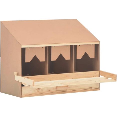Ponedero para gallinas 3 compartimentos madera pino 72x33x54 cm vidaXL (1/2)
