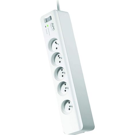 Bloc parafoudre 5 prises 2P+T 2300W – Protection contre surtensions – Câble 1,83m pour installation facile – Blanc – APC