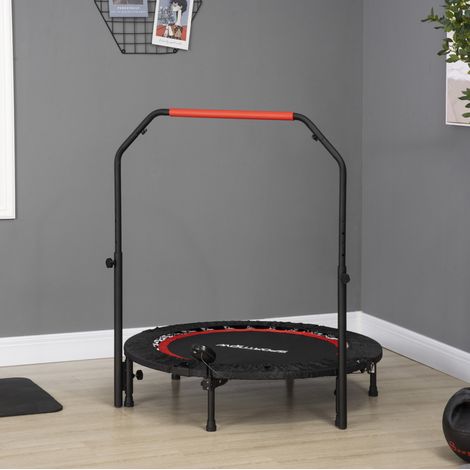Mini-trampoline de fitness avec moniteur LCD, poignée réglable 4 niveaux, Ø102 cm, noir HAVRYA (1/4)