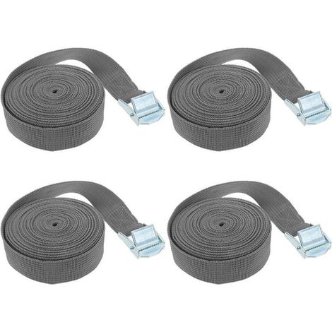 4er Set Zurrgurte mit Ratsche 2m x 25mm Grau für Gepäck, LKW, Motorrad