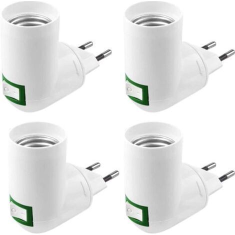 4-teiliges E27-Fassungsset mit Schalter, 220-V-Baustellenbeleuchtungsfassung, Steckdose für E27-Adapter, Wandleuchte für die Küche, LED-Lampenfassung (Weiß) – Crezuo