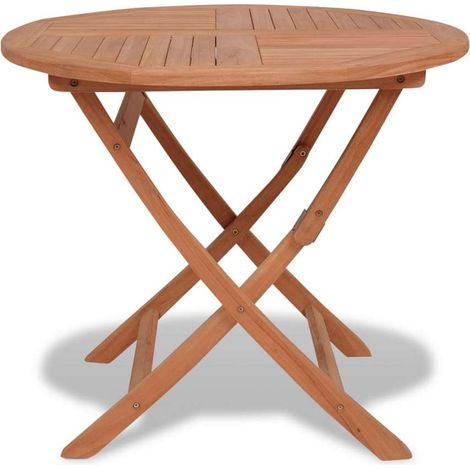 Tavolo da Giardino Pieghevole 85x76cm in Legno Massello di Teak