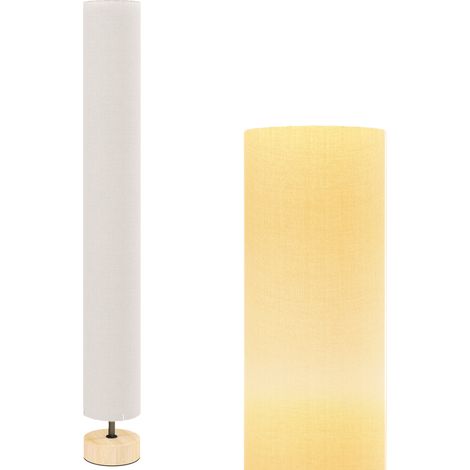 Lampadaire sur pied salon beige, abat-jour lin, interrupteur à pied, 2 douilles E27, hauteur 120 cm, idéal séjour, luminaire design.