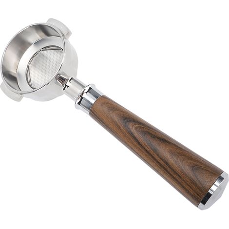 Porte-filtre sans fond de 58 mm, bec verseur unique, en acier inoxydable, manche en bois massif, style A, palissandre noir (1/5)