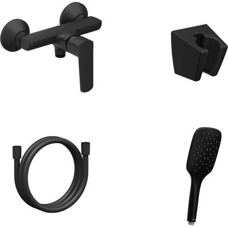 Ravak Life - Grifo de ducha con accesorios, negro mate X07S112 (1/3)