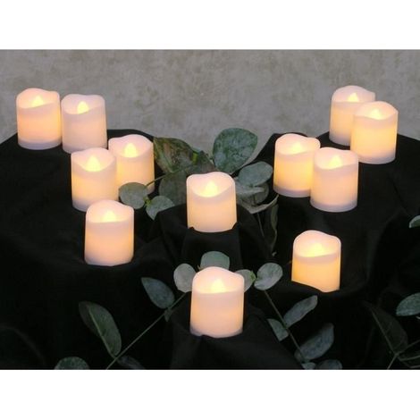 Lot de 12 Lumières de Thé à Piles LED LD026 - XCELLENT GLOBAL - Sans flammes - Forme de flot ambre-Ywey (1/4)