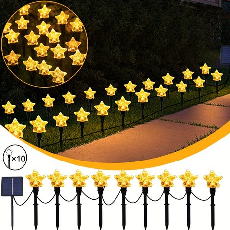 Guirlande lumineuse solaire à 10 LED en forme d'étoile, étanche IP54, pour jardin, cour ou pelouse (1/5)