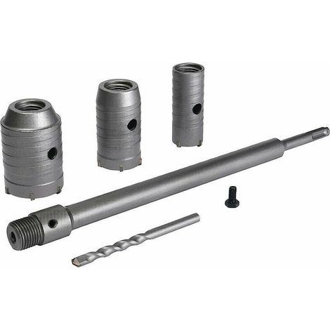 Set de 3 scies cloches trépan 30mm 40mm 50mm, tige d'extension SDS Plus 350mm, pointe en carbure de tungstène, pour brique pierre béton ciment (1/4)