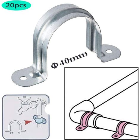 20pcs Collier de Serrage Tuyau Inox 304, Bride en U pour Tubes, Clip de Tuyau à Deux Trous, Sangle de Tension pour Tuyauterie, Fixation pour Conduits (1/5)