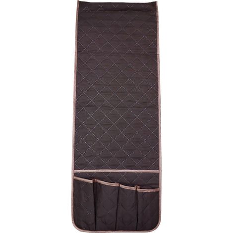 Sac de rangement bordeaux pour accoudoir de canapé, doté de 5 poches, idéal pour ranger télécommandes, téléphones, livres, etc., compatible avec les fauteuils inclinables ou les canapés deux places. (1/5)