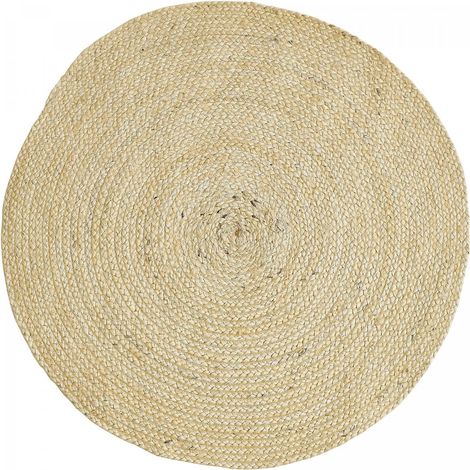 Tapis jute tissé Ø120cm beige rond motif uni AGO