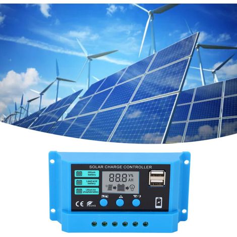 Regolatore di carica solare fotovoltaico da 12V/24V, basso consumo energetico adattivo, display LCD, regolatore solare PWM, regolatore per pannelli solari da 30A