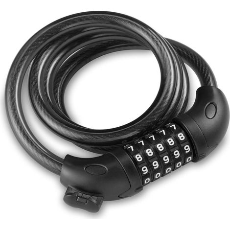 BEBUSINGOTO Noir,Cadenas de Vélo, Long 120cm x 12mm,Cable Antivol pour Vélo Scooter Motos Portail Vélo avec 5 Chiffres Intelligente Code (1/5)