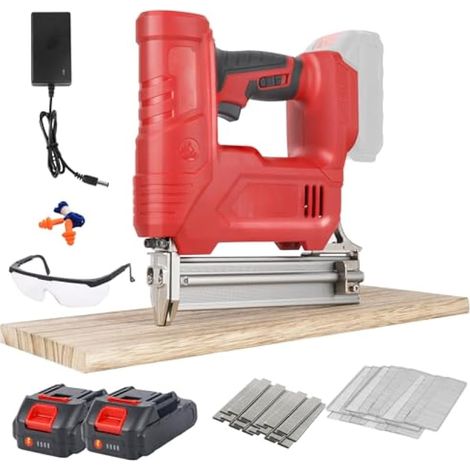 Agrafeuse électrique 18GA 2 en 1, Cloueuse Electrique Sans Fil avec 2000 clous, 2000 agrafes, 21 V 2 x 2,0 A batteries pour menuiserie en bois (1/5)