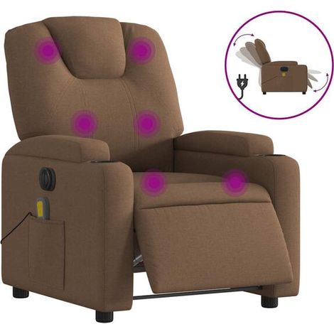 Fauteuil inclinable de massage électrique en tissu marron (1/5)