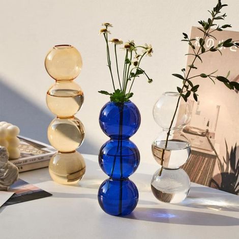 Vase - Bleu - 22cm - Verre en cristal - Plantes hydroponiques - Décoration moderne (1/4)