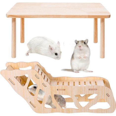 Wooden Guinea Pig House with Hamster Platform, Wooden House for Hamster, Guinea Pig House, Guinea Pig House with Climbing Ladder, Rodent House Hamster House (1/5)