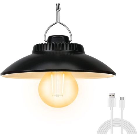 Camping Rechargeable, Lanterne Rétro avec 2 Modes d'éclairage, Résistante à l'eau IPX4, Idéale pour Camping, Randonnée, Pêche et Urgences (1200 mAh)