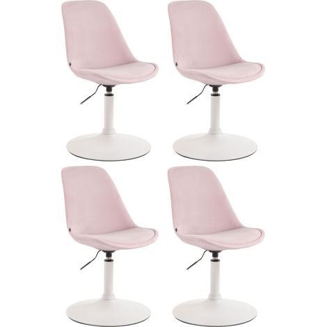 4er Set Esszimmerstühle Maverick Samt pink weiß