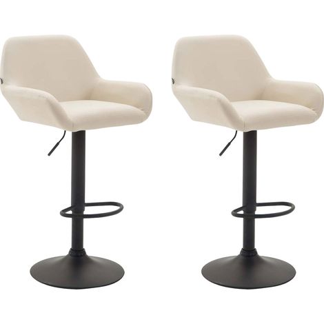 Set di 2 sgabelli da bar moderni e confortevoli con gambe a tromba in metallo sintetico nero crema TDB10218