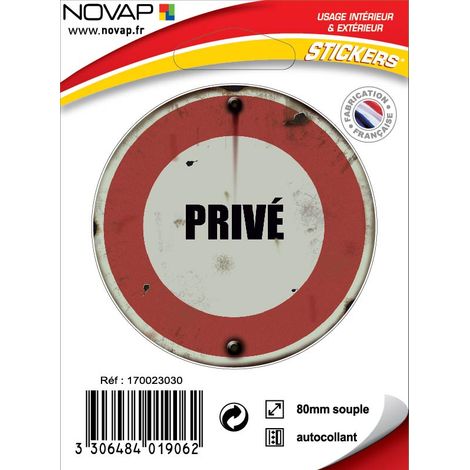 Panneau vintage Privé - Adhésif Ø80mm - 4019062
