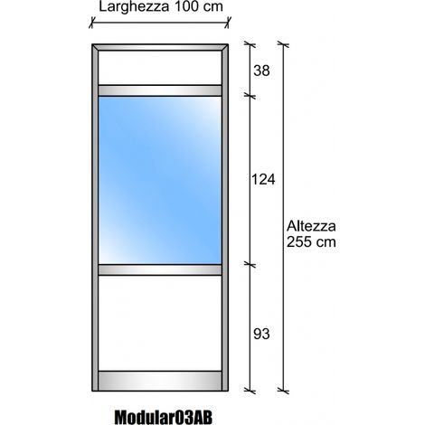 Modulo Continuativo Parete Divisoria in Vetro Trasparente Alluminio e Bachelite 2 Traverse Colore Marrone Mix - H2550xL1000 mm - ITALFROM� (1/3)