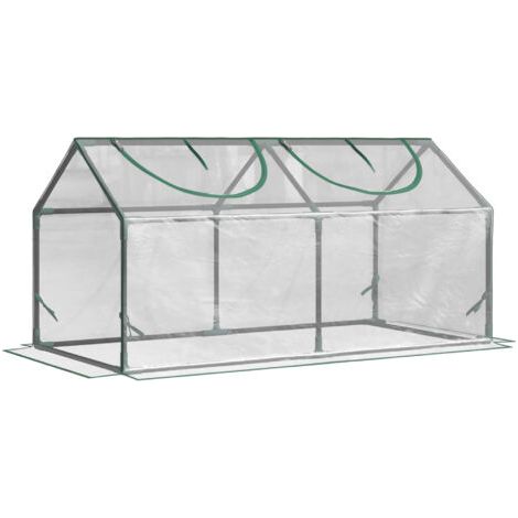 royaluxe -Serre Outsunny avec fenêtre. film de maille PE. serre en aluminium. serre pour balcon. jardin. serre à tomates 120 x 60 x 60 cm. serre pour légumes. fleurs. plantes. transparente (1/5)