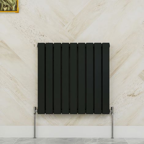 SKY Bathroom 600x612mm Double Black Horizontal Flat Panel Radiator Designer Central Heating Radiator