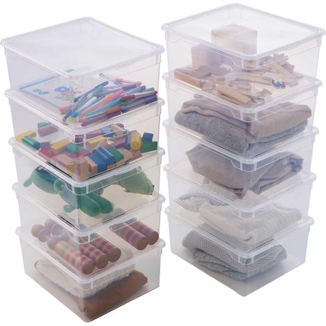 Clear Box, boîte de rangement plastique avec couvercle 18L, x10 (1/5)